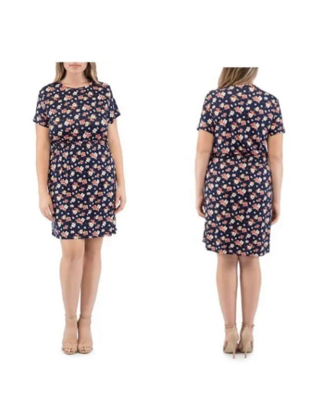 Bobeau Cortena Floral Smocked Knit Dress 3X Plus Comfortable Stretchy